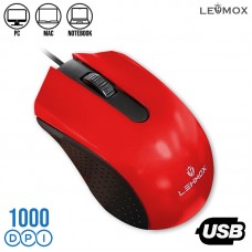 Mouse com Fio USB LEY-1539 Lehmox - Vermelho